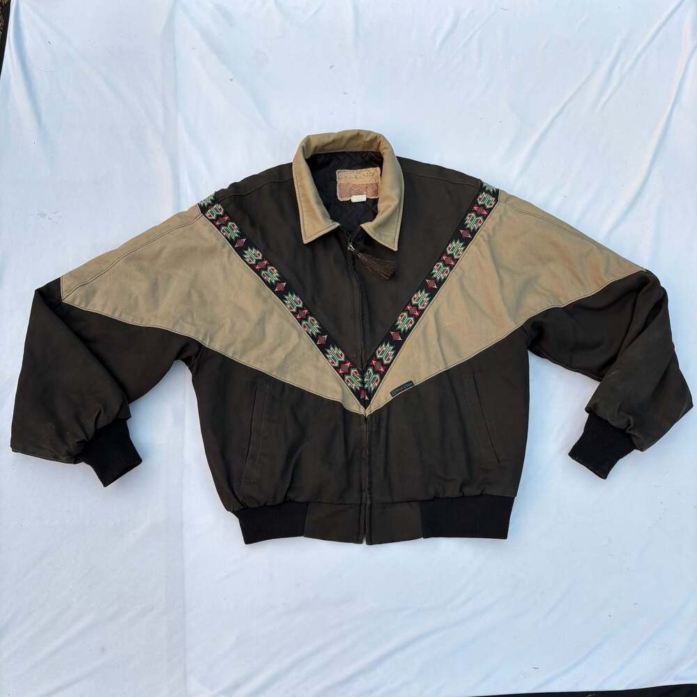 Vintage Cripple Creek Southwestern Aztec Pattern Bomber Jacket